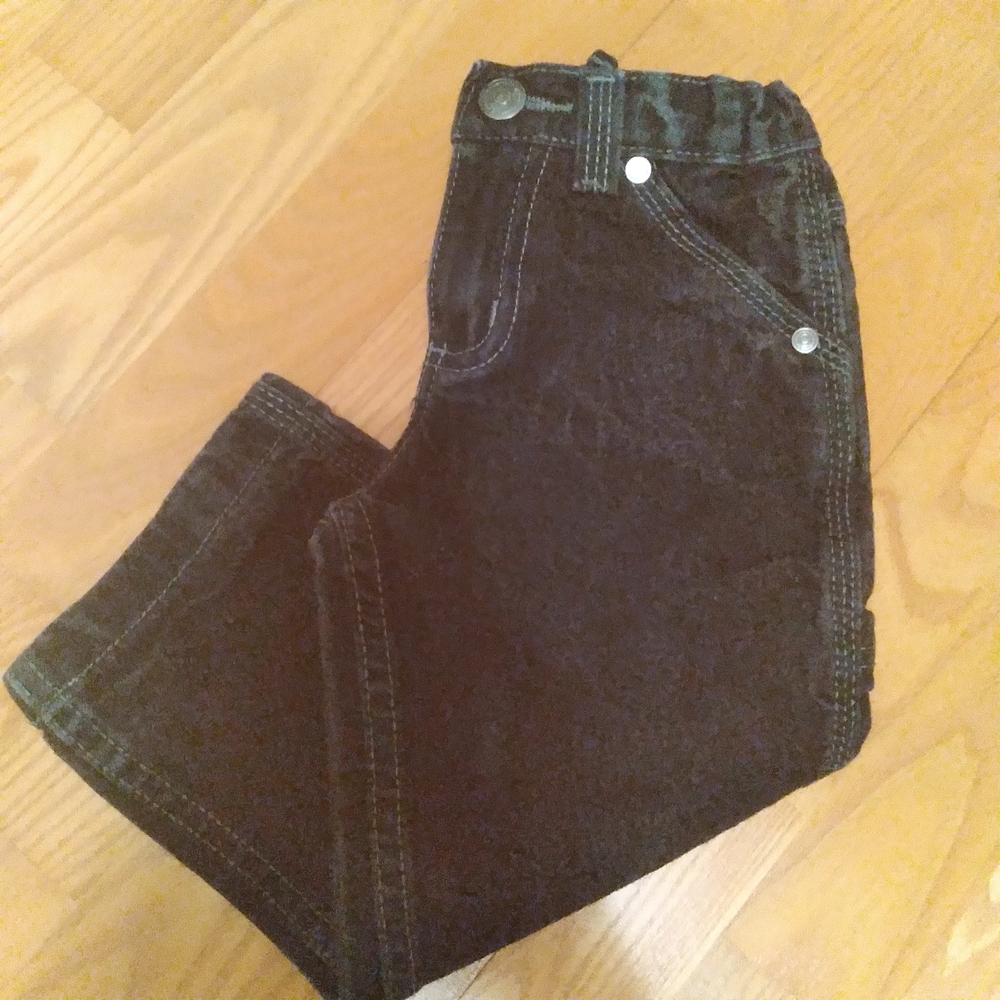 Arizona Jean Company Kids Durable Black-wash Carpenter Jeans Adjustable Waist 2T - Picture 4 of 7